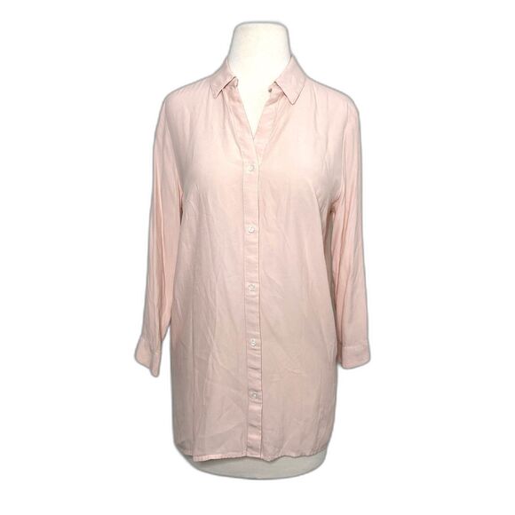 J Jill Salmon Button Front Tunic Blouse Lightweight 3/4 Sleeve Top Sz S (Flaw) - Picture 1 of 7